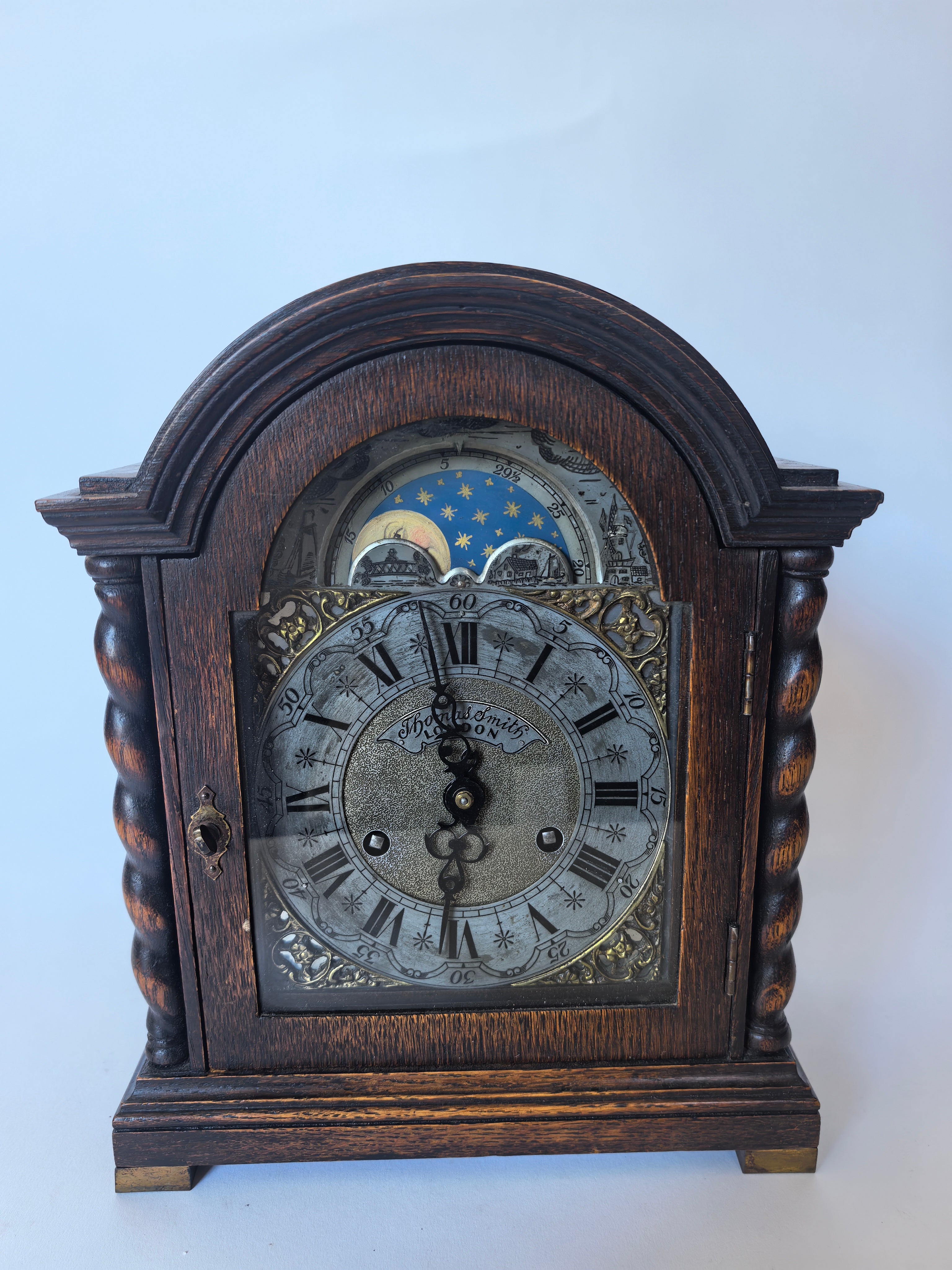 Antieke Engelse Tafelklok met Moon Phase, Thomas Smith, ca. 1880–1920
